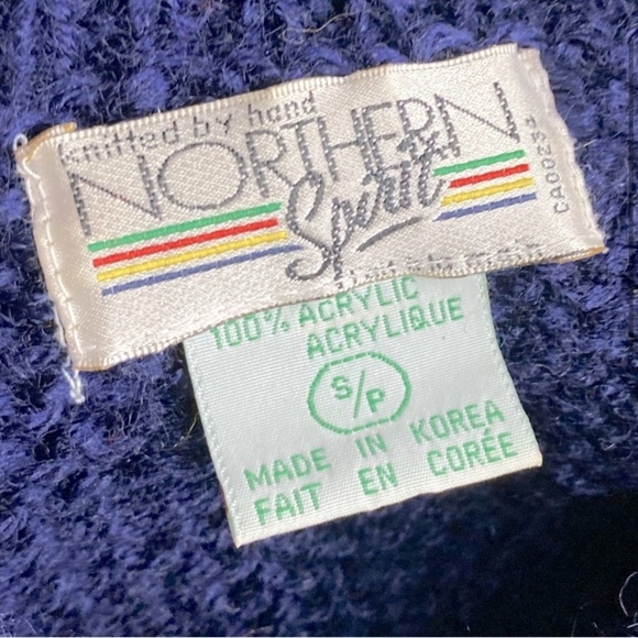 Vintage Northern Spirit Hand Knit Jacquard Deer Print Crew Neck Sweater S - Picture 3 of 15